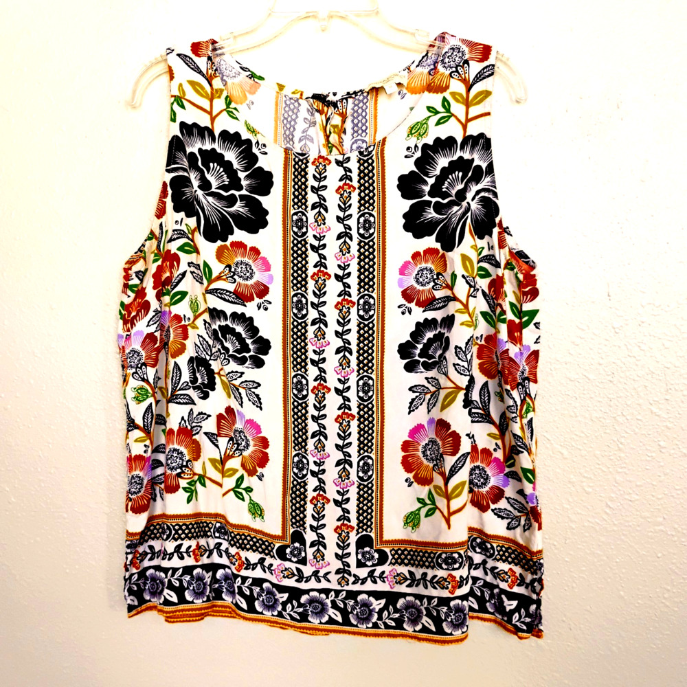 Cynthia Rowley Blouse Rayon Back Button Shirt ~ Plus Size 1X